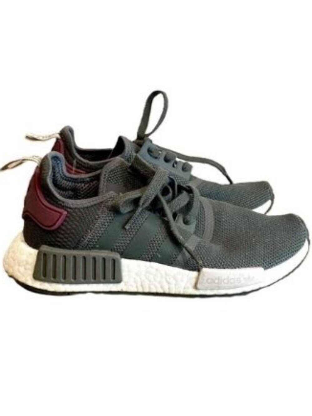 adidas NMD R1 W Utility Grey Maroon Sneakers - Style BA7752